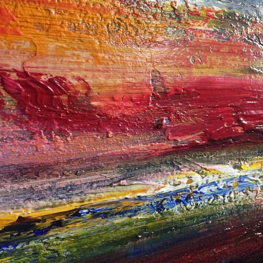 Abstract sunset painting acrylic COLORFUL SUNSET