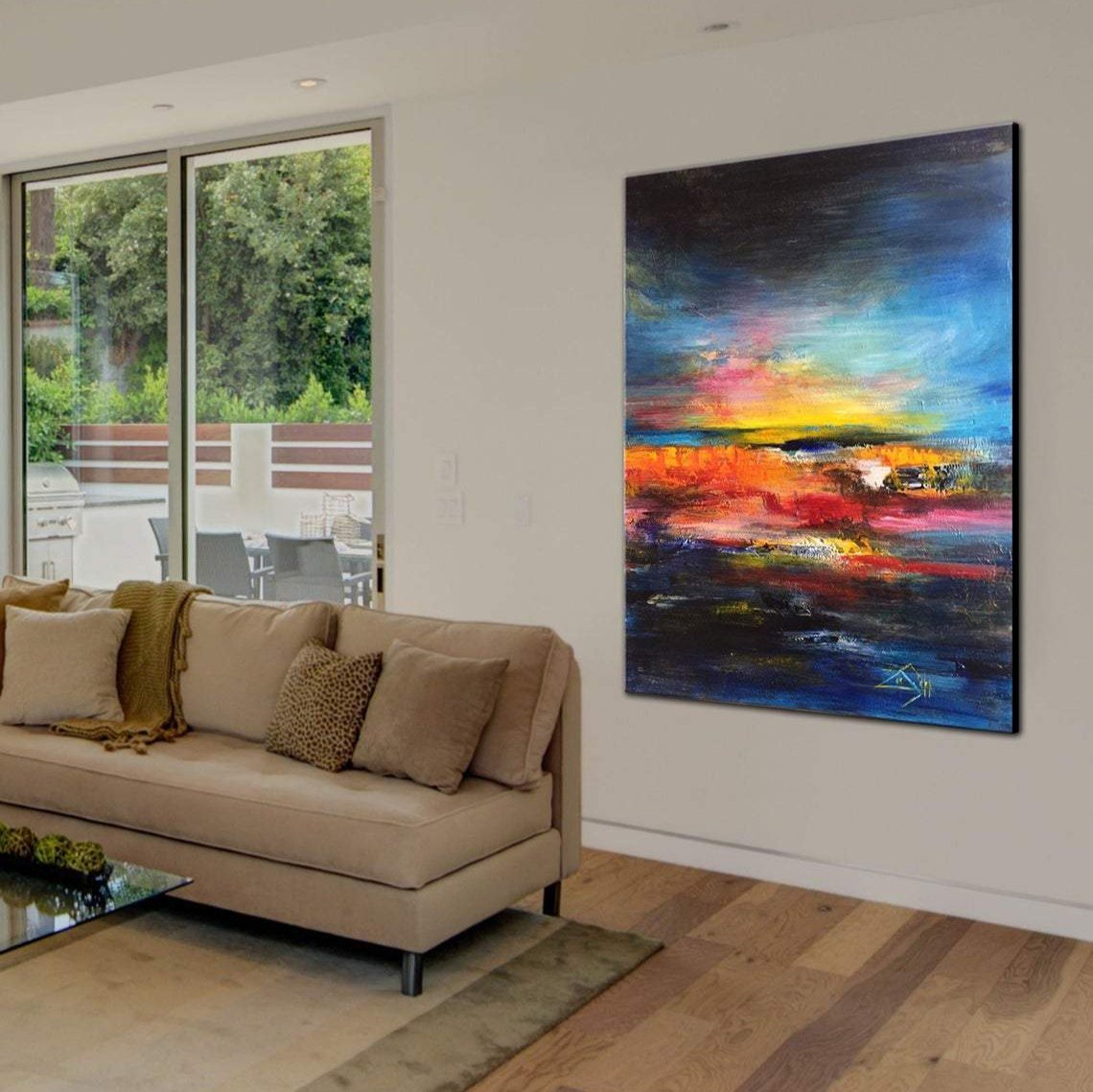 Abstract colorful landscape painting COLORFUL SUNSET