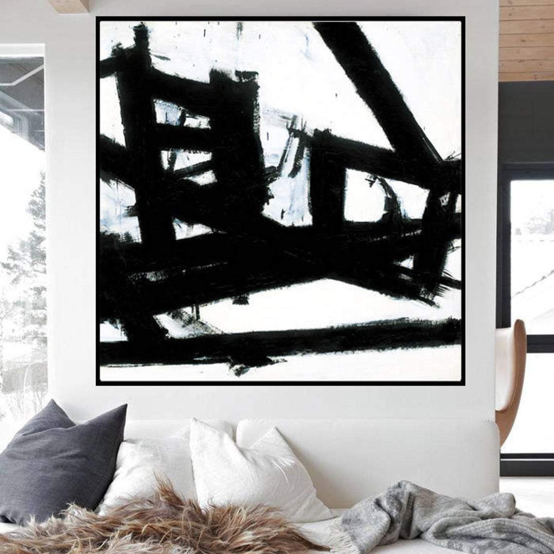 Abstract black and white paintings LIFE LINES