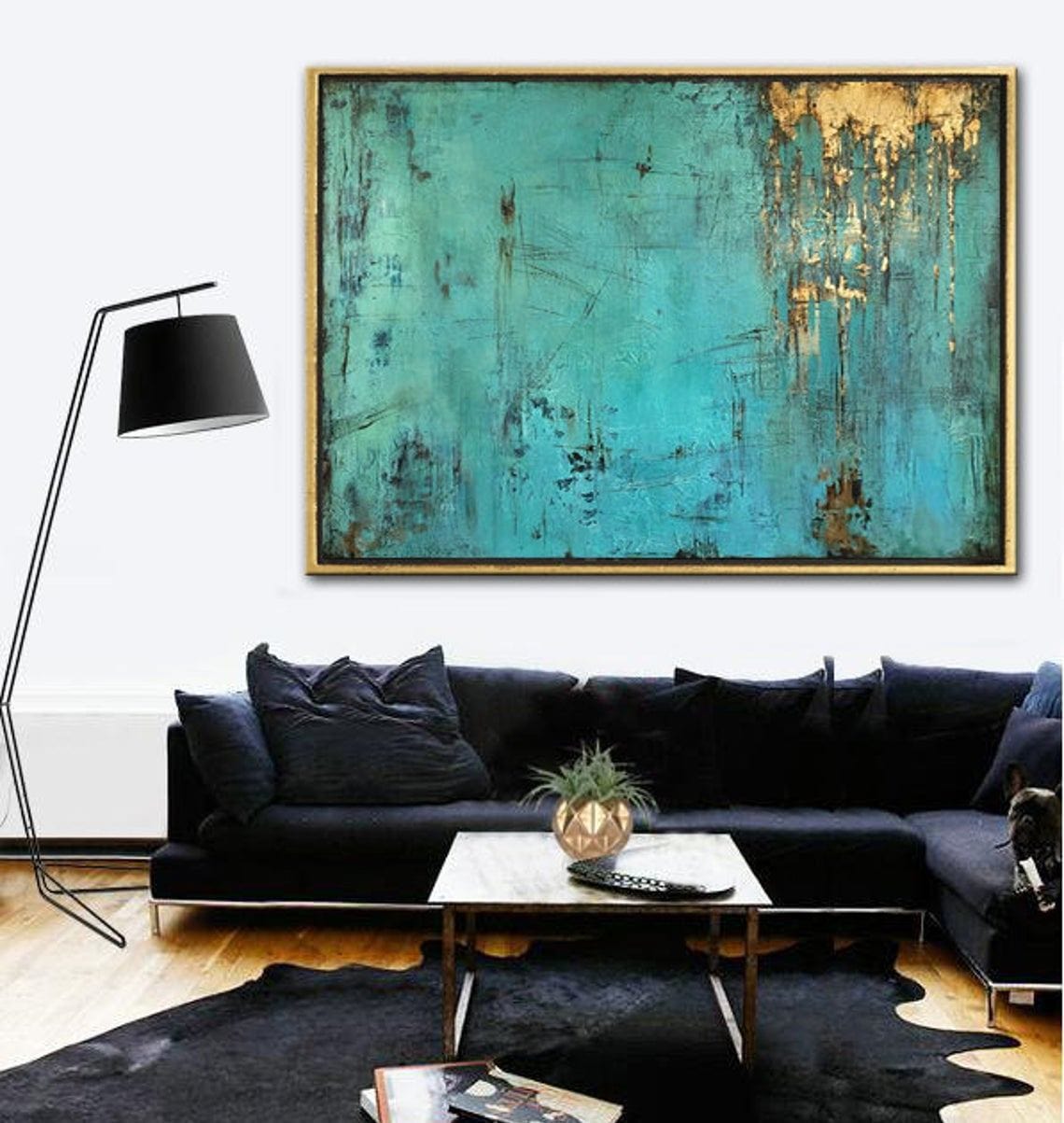 Blue green abstract painting ACE