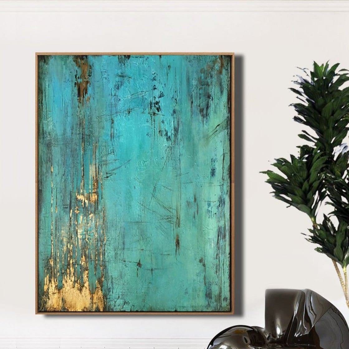 Teal abstract home art ACE Unstretched
