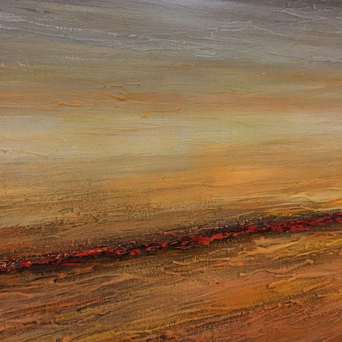 Original landscape set of 3 paintings ORANGE SUNSET