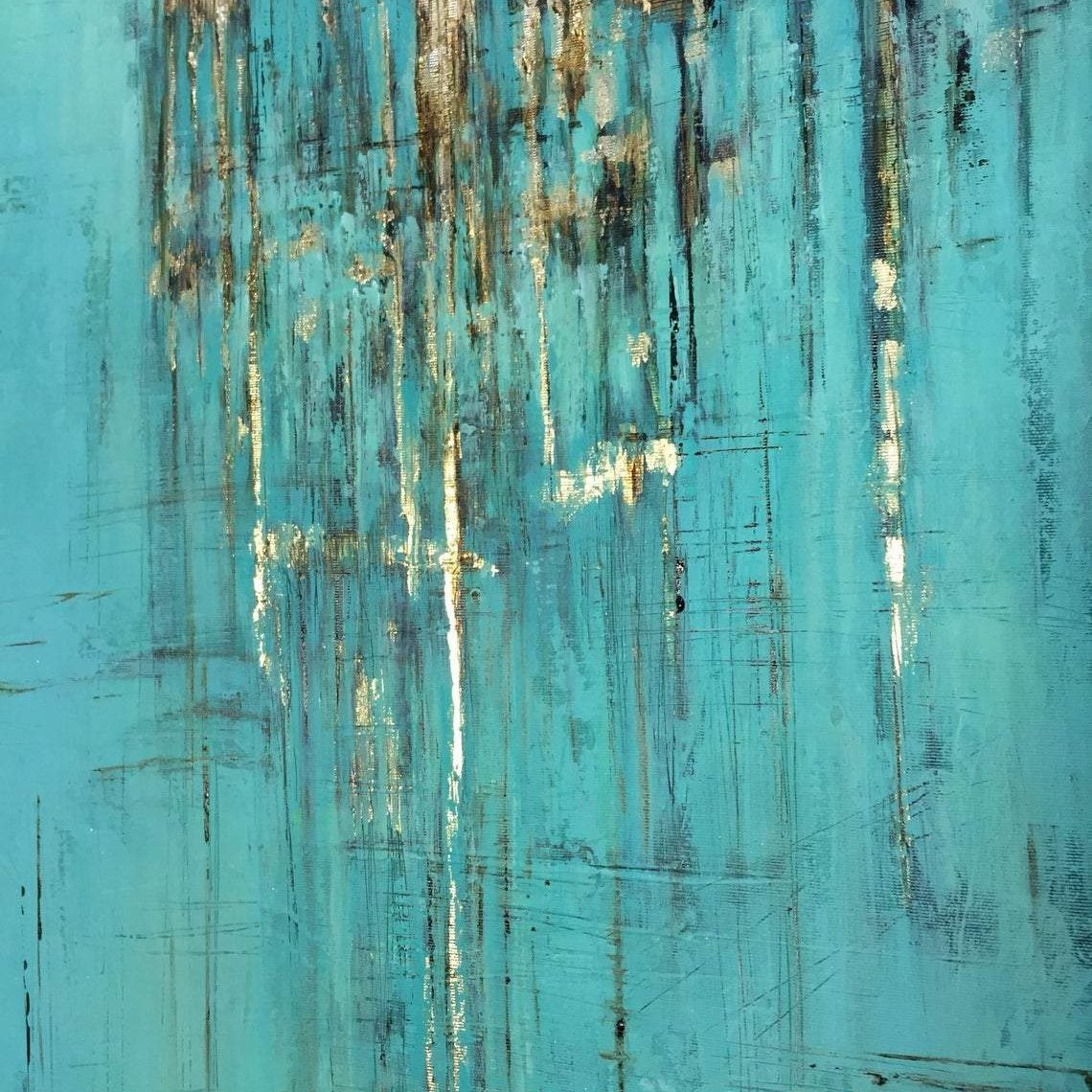 Blue green abstract painting ACE