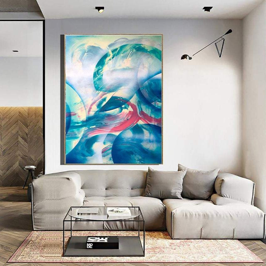 Large colorful abstract wall decor BUBBLY THOUGHTS