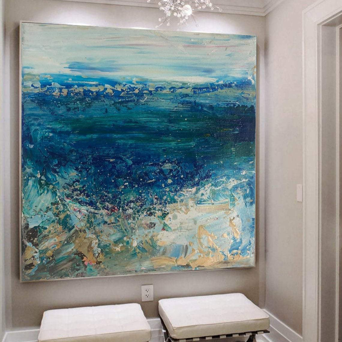 Abstract coastal textured painting SPLASH