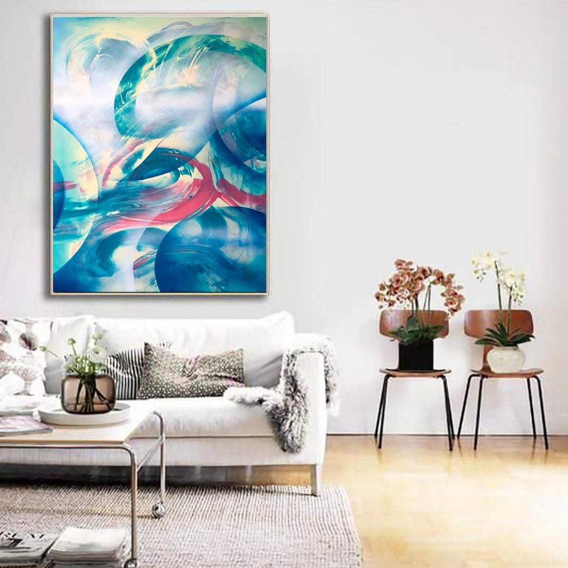 Large colorful abstract wall decor BUBBLY THOUGHTS