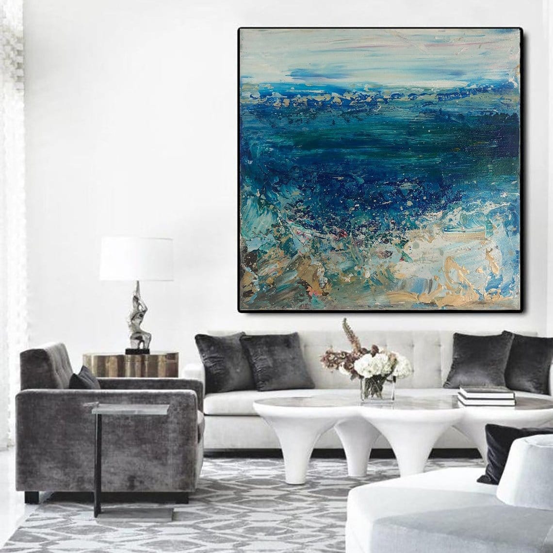 Abstract coastal textured painting SPLASH