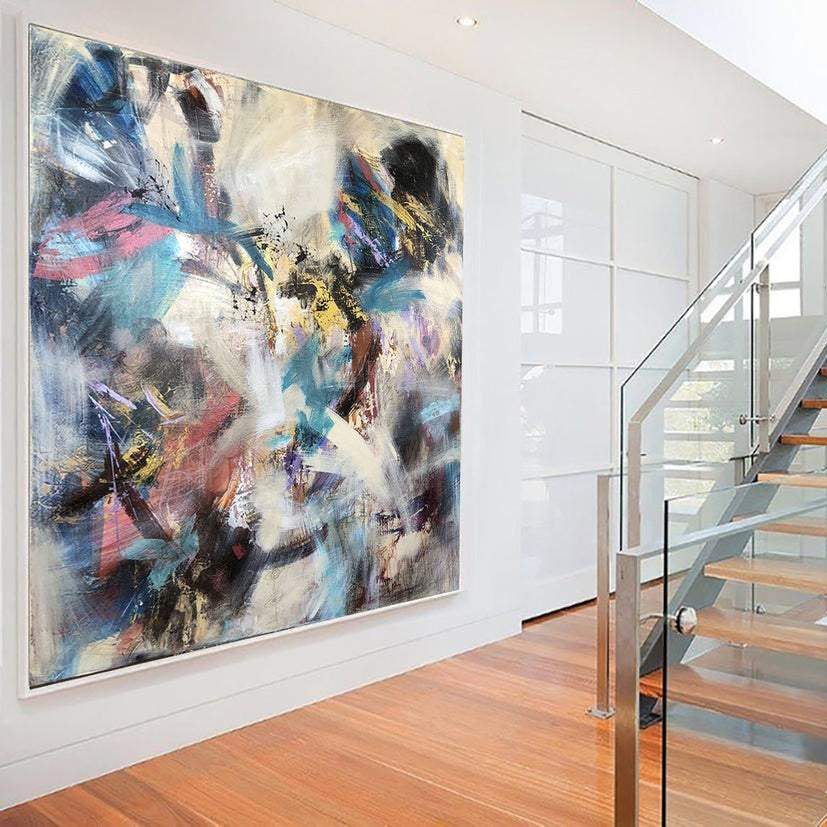 Abstract thick colorful painting HEAD IN THE CLOUDS