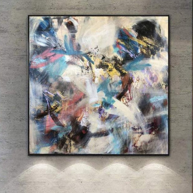 Abstract thick colorful painting HEAD IN THE CLOUDS