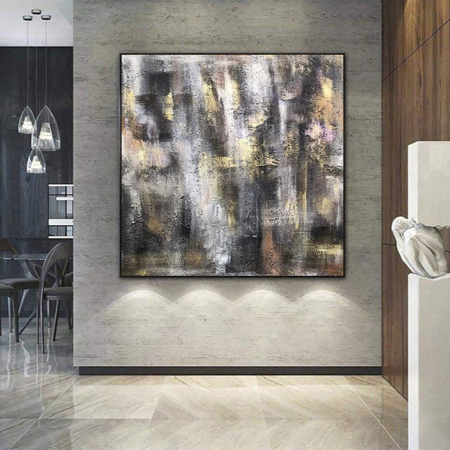 Rich textured custom acrylic painting SUNNY WOODS Unstretched