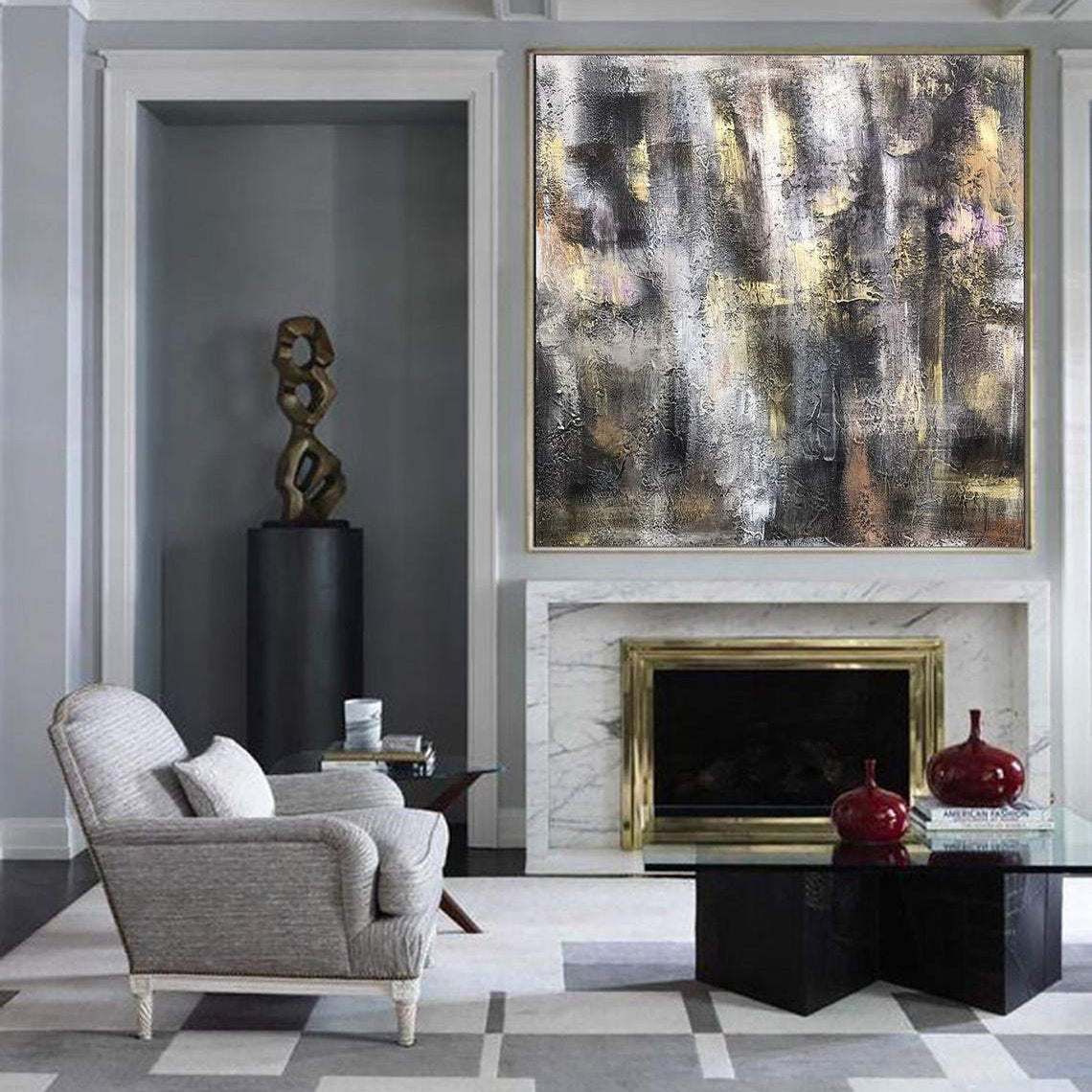 Rich textured custom acrylic painting SUNNY WOODS