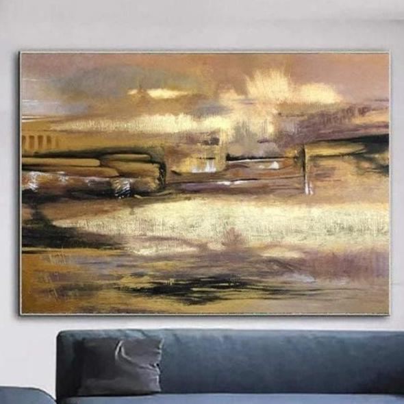 Oversized Wall Art Modern Gold Painting Abstract Canvas Wall Art Gold ...