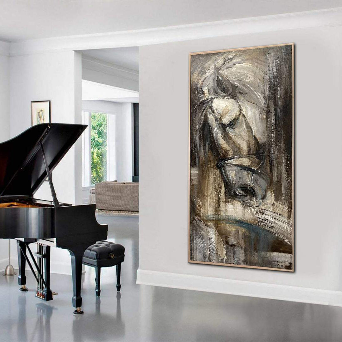 Large modern vertical canvas MYSTICAL HORSE