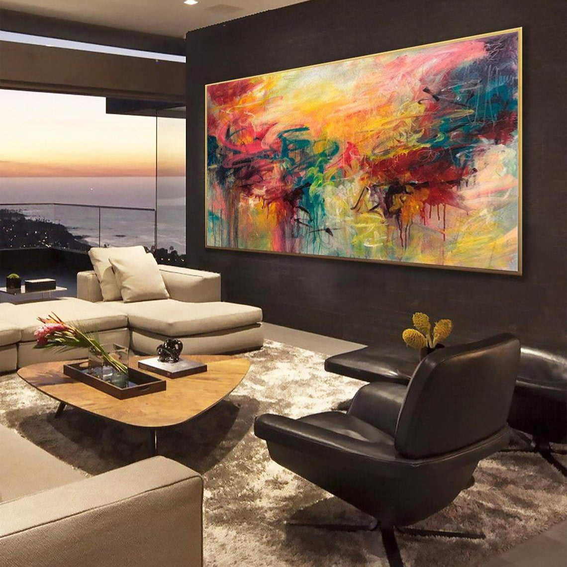 Explosion of colors abstract art STRAWBERRY FIELDS