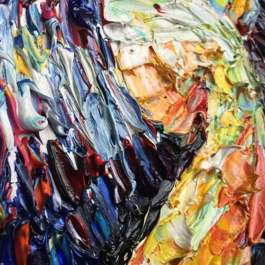 Palette Knife Animal Painting BULL VS BEAR