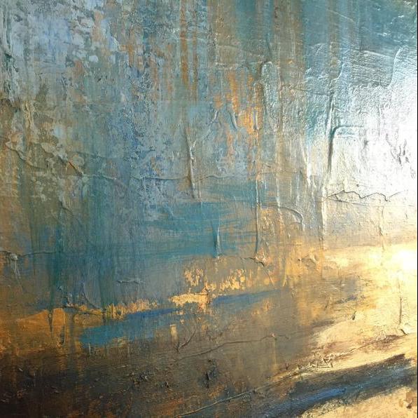 Abstract modern gold leaf painting SURGE OF ENERGY