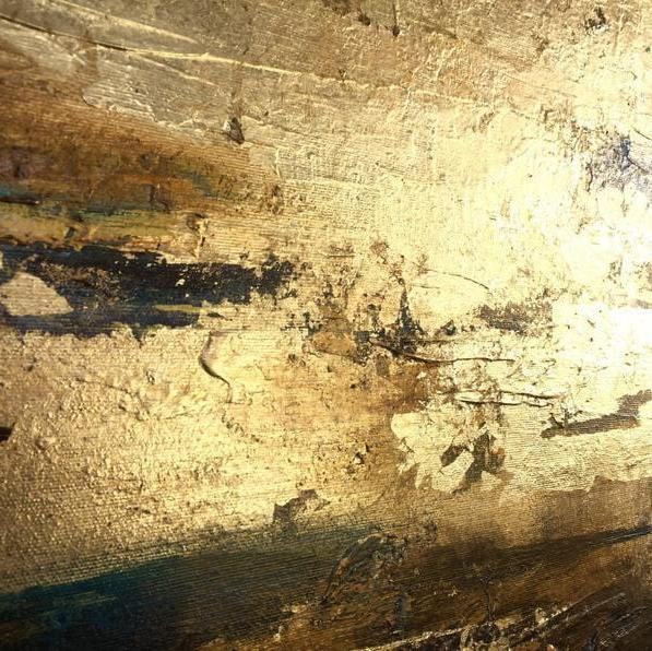 Abstract modern gold leaf painting SURGE OF ENERGY