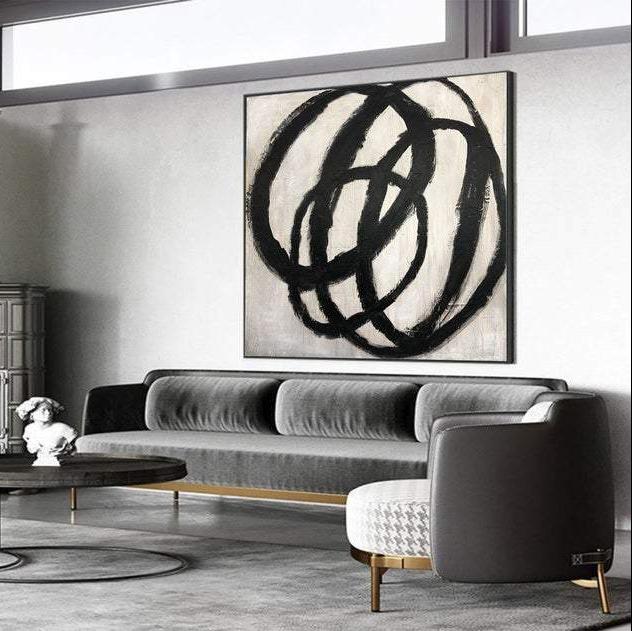 Black and white minimalist art CROP CIRCLES