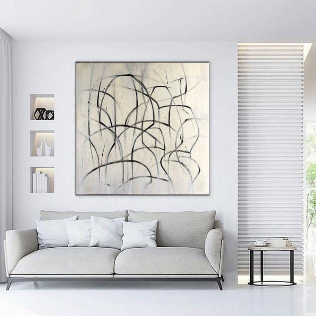 Monochrome textured abstract painting BLACK GRASS