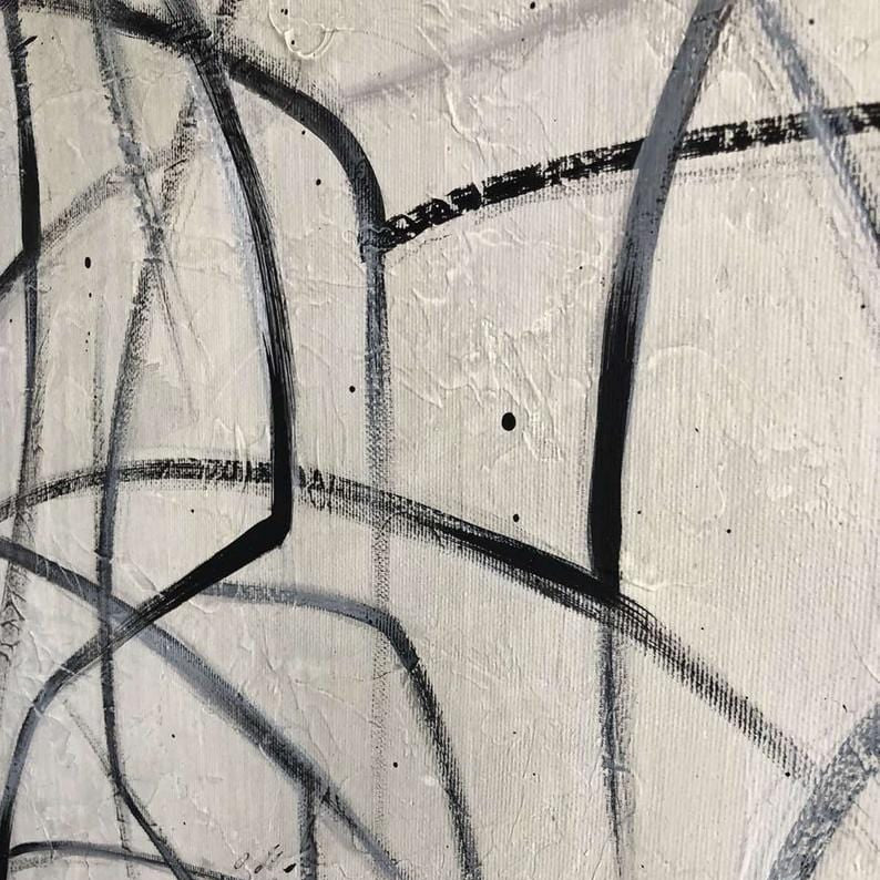 Monochrome textured abstract painting BLACK GRASS