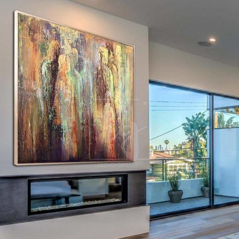 Figurative textured abstract painting HAPPINESS EXISTS