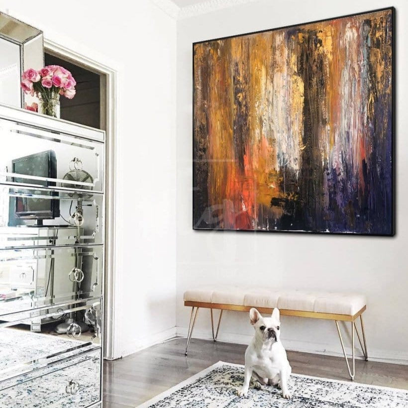 Colored square composition painting AUTUMN FOREST