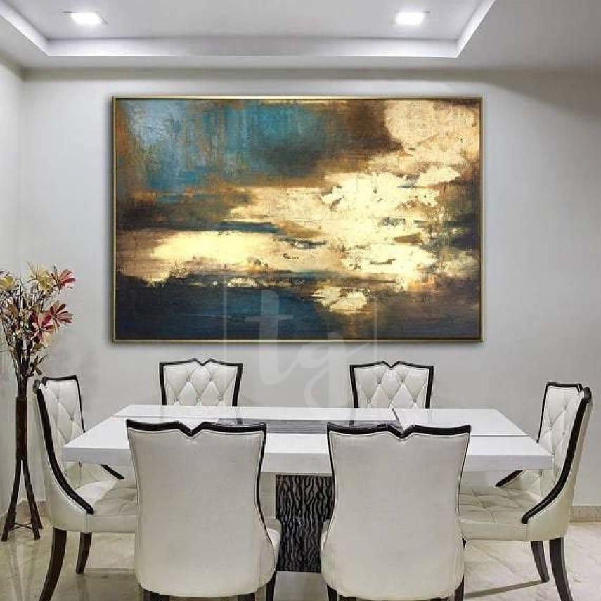 Abstract modern gold leaf painting SURGE OF ENERGY
