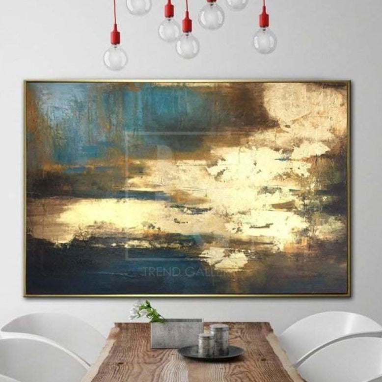 Abstract modern gold leaf painting SURGE OF ENERGY