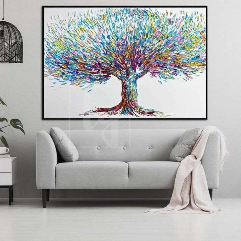 Impasto art painting acrylic TREE OF HAPPINESS