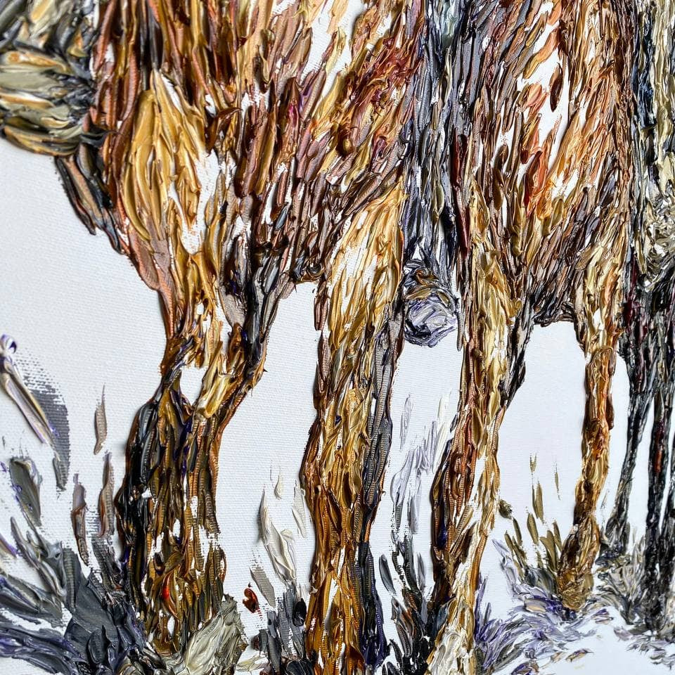 Rich textured colorful wall art COWBOY'S WALK