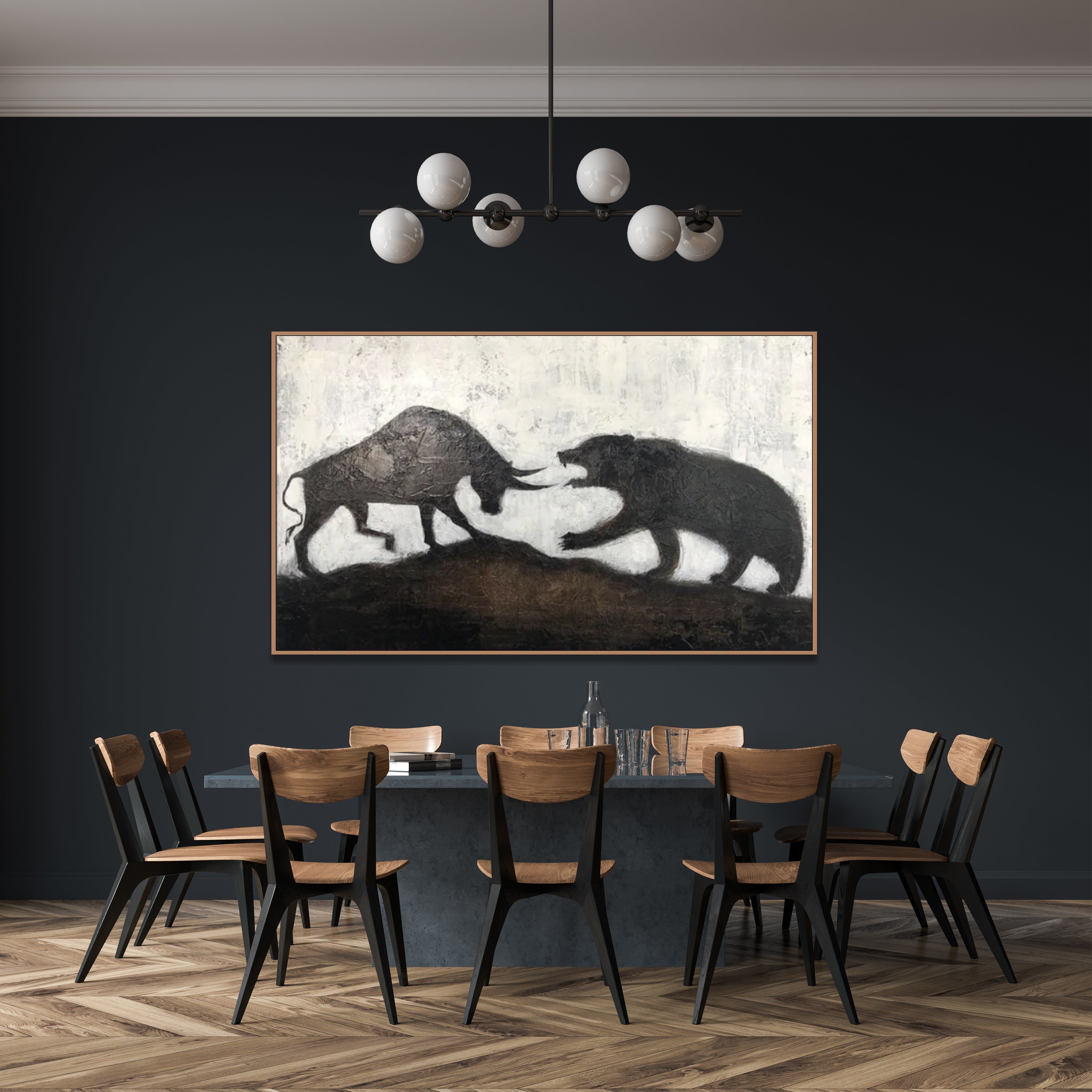 Paintings for a room in dark colors
