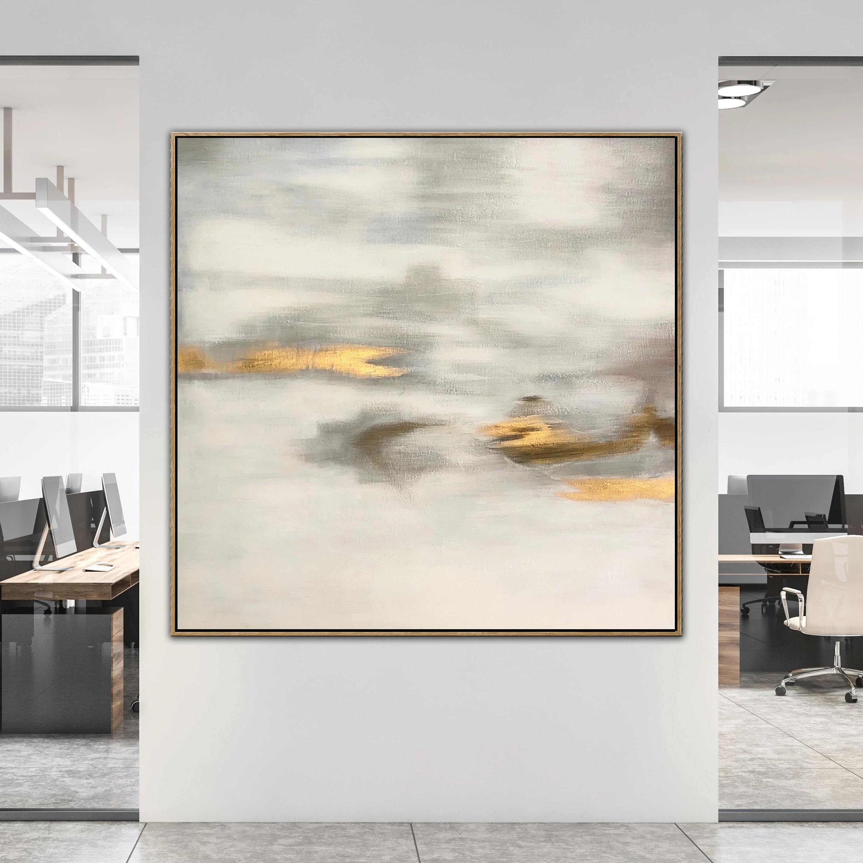 How to hang paintings on a wide empty wall?