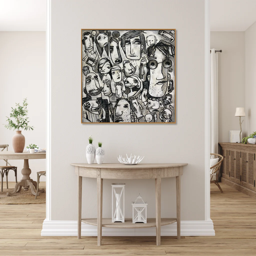 Abstract paintings for the room in beige tones