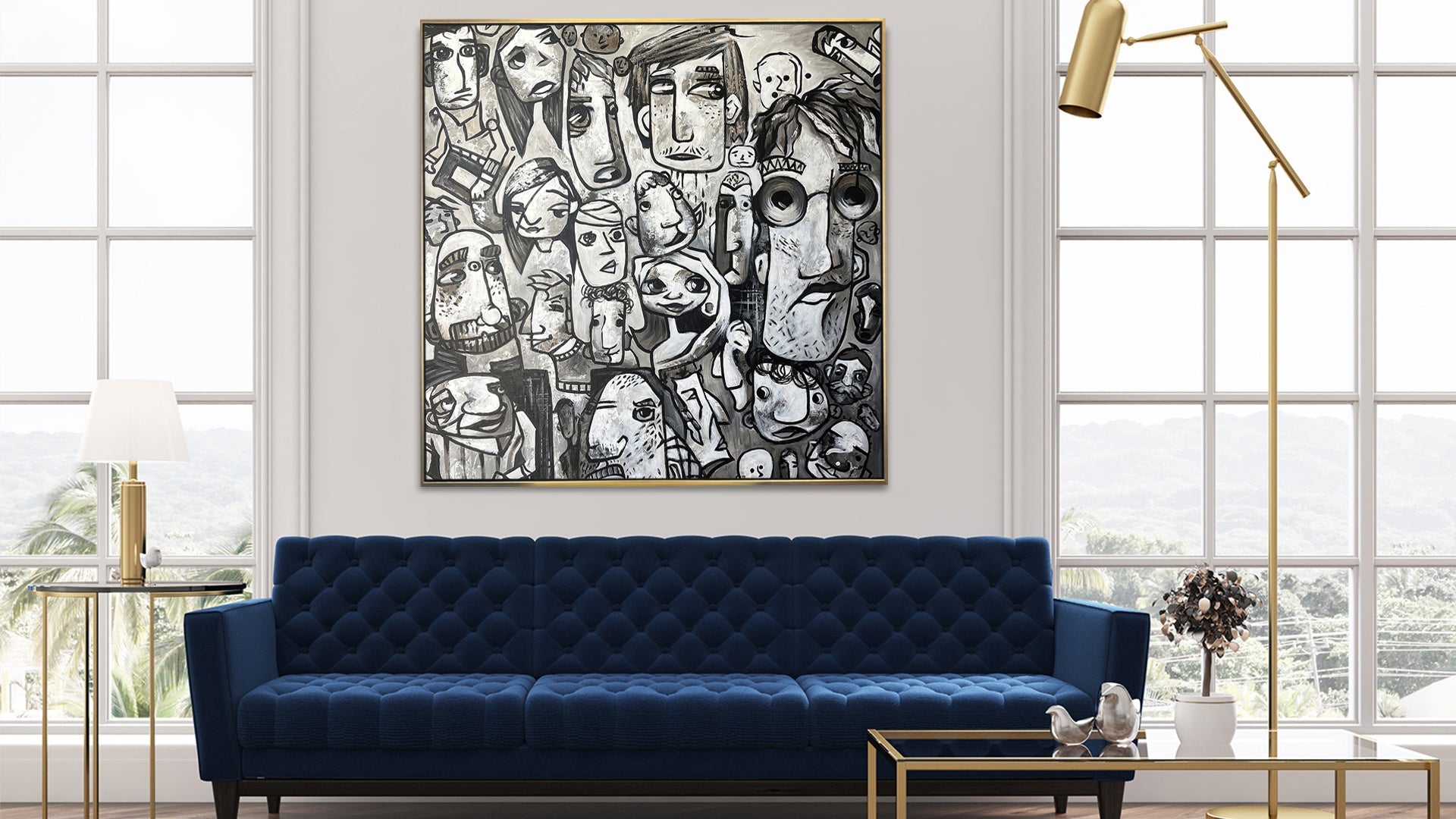 black + gold floating frame