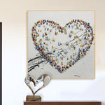 Colorful Oil Painting Large Heart Painting Abstract Modern Art for Hospital Decor | LOVE CORE