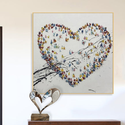 لوحة زيتية ملونة لوحة قلب كبيرة فن تجريدي حديث لديكور المستشفى | LOVE CORE