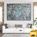 Original Colorful Acrylic Painting On Canvas Abstract Custom Wall Art For Living Room | COMPLICATION 36"x54"