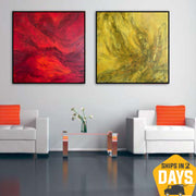 Original Colorful Set of 2 Abstract Textured Wall Art Modern Acrylic Paintings for Bedroom Decor | COLORED ABYSS 2P 50"x100"