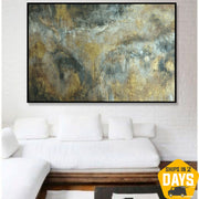 Abstract Gold Leaf Wall Art Original Colorful Artwork Modern Acrylic Painting for Office Decor | GOLDFIELD 36"x54"