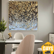 Original Gold Textured Oil Painting Abstract Handmade Wall Art Decor for Living Room | GOLDEN GORGE 40"x40"