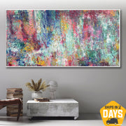 Abstract Colorful Acrylic Painting on Canvas Original Oil Custom Wall Art Modern Artwork Decor for Home | RAINBOW NOISE 36"x54"