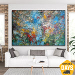 Original Colorful Painting On Canvas Modern Oil Painting Artwork Abstract Wall Art Decor | COLORED SKY 36"x54"