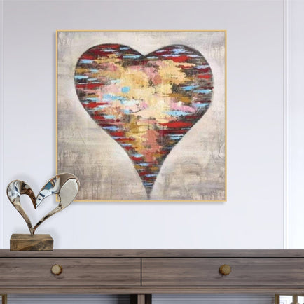 لوحة قلب هدية عيد الحب عمل فني كبير لوحة زيتية تجريدية لوحة حب | NEVER LONELY