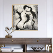 Xl قماش الفن الأسود والأبيض النفط الطلاء التصويرية الفن الأصلي الحب رومانسية جدار الفن | GREY ANGEL