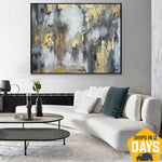 Abstract Gold Leaf Acrylic Painting Original Textured Wall Art Modern Decor for Home | ENERGY FLOWS 46"x60"