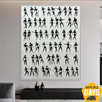 Figurative Abstract Art Black And White Oil Paintings On Canvas Silhouettes Wall Art Contemporary Art Fine Art Painting Frame Art | EPHEMERAL EMISSARIES 46"x36"
