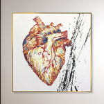 عمل فني على شكل قلب تجريدي لوحة جدارية كبيرة أصلية لوحة طبية | LIFE SOURCE