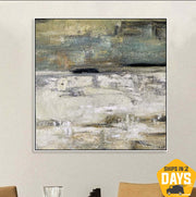 Abstract Painting Canvas Original Acrylic Painting On Canvas Wall Hand Painted Artwork Minimalist Art Frame Painting Creative Art | GENTLE TIDES 32x32"