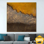 Original Abstract Orange Paintings On Canvas Textured Expressionist Painting Hand Painted Fine Art Modern Oil Painting | GOLDEN DUST 32"x32"