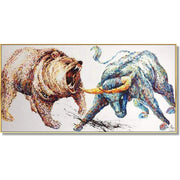 Wall street stock market art BULL VS BEAR